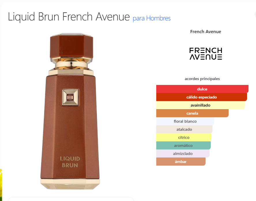 Liquid Brun French Avenue Eau de Parfum 100ml – Perfume Cálido, Elegante y de Larga Duración Unisex
