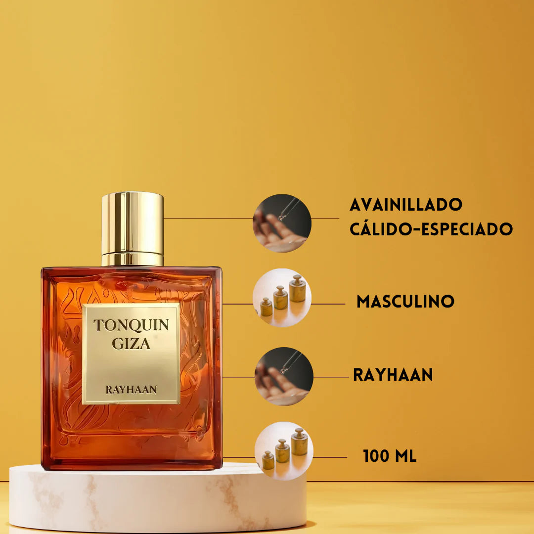 Tonquin Giza Rayhaan Eau de Parfum 100 ml – Perfume Unisex Dulce Avainillado y Almendrado