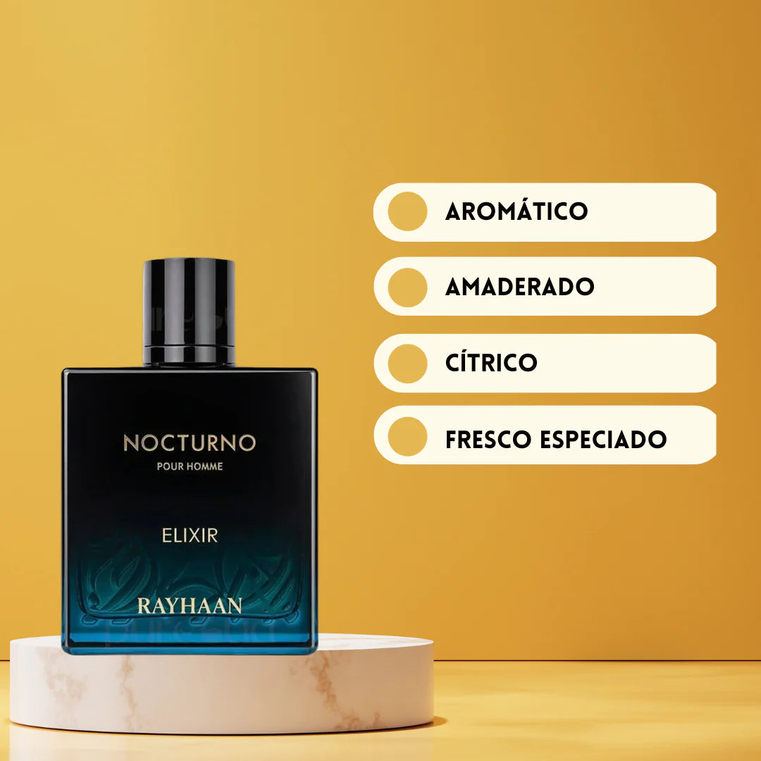 Nocturno Elixir Rayhaan Eau de Parfum – Perfume Masculino Aromático Cítrico 100ml