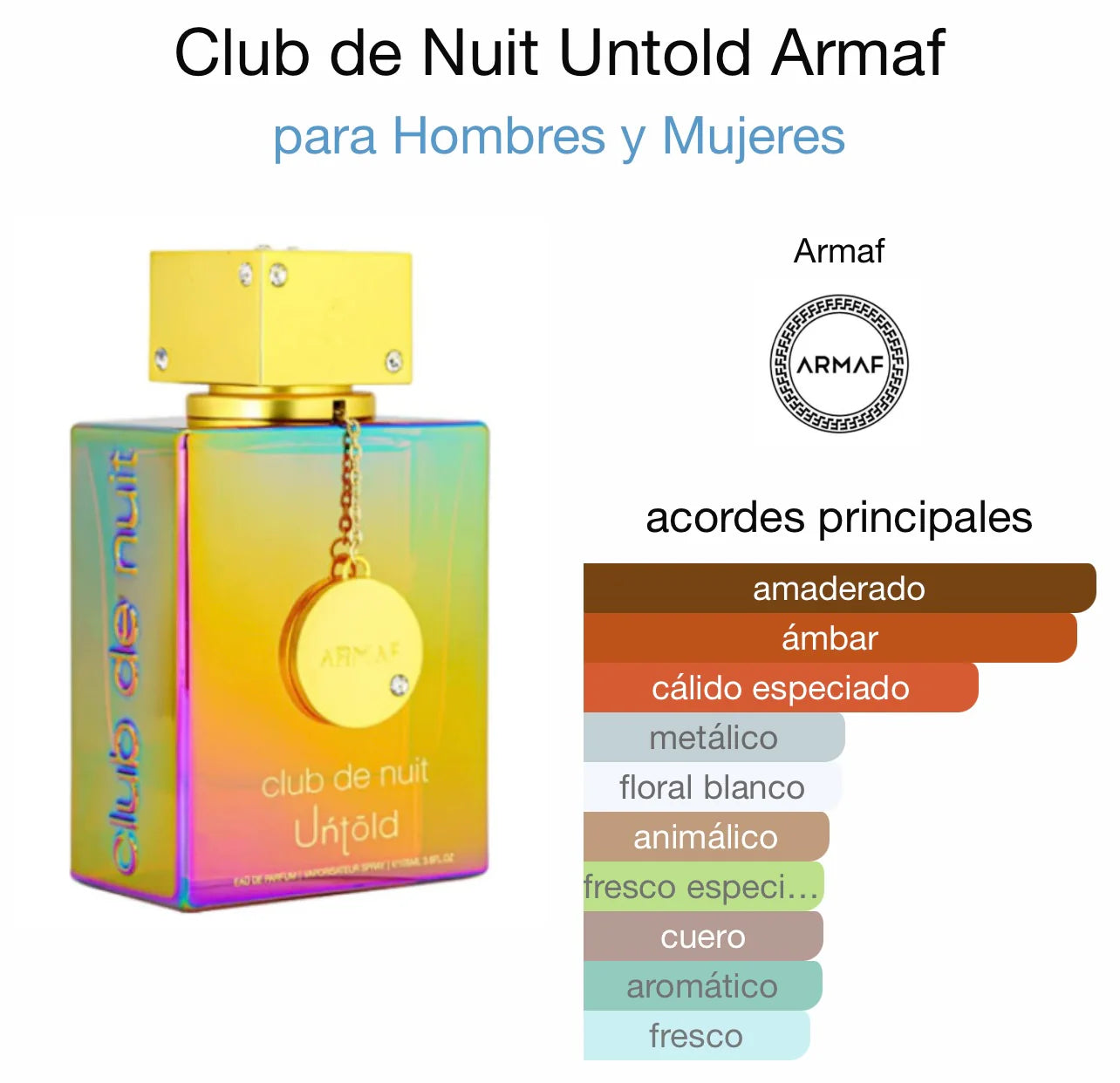 Club de Nuit Untold Armaf EDP 105 ml – Perfume Ámbar Amaderado Unisex