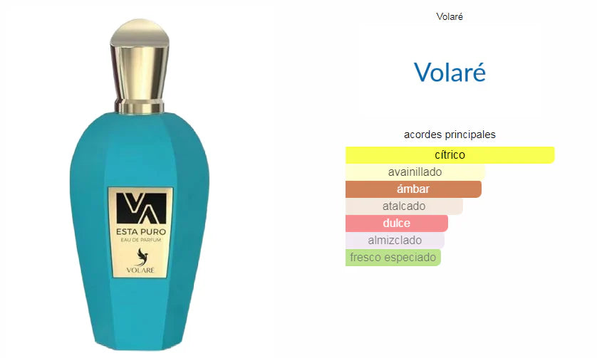 Volaré Esta Puro Eau de Parfum 100 ml – Perfume Cítrico Ámbar Avainillado Unisex