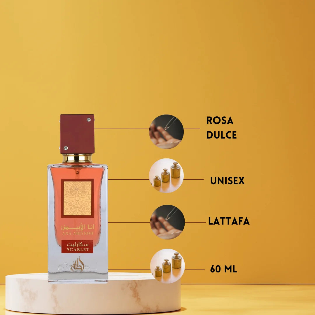 Lattafa Ana Abiyedh Scarlet Eau de Parfum 60 ml | Perfume mujer Floral, Afrutado, Dulce y Avainillado