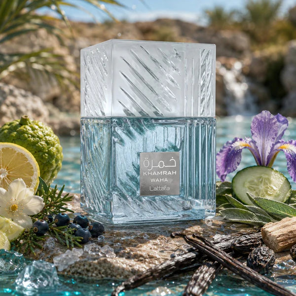 Lattafa Khamrah Waha Eau de Parfum 100 ml – Perfume Unisex Fresco Cítrico Aromático con Vainilla y Haba Tonka