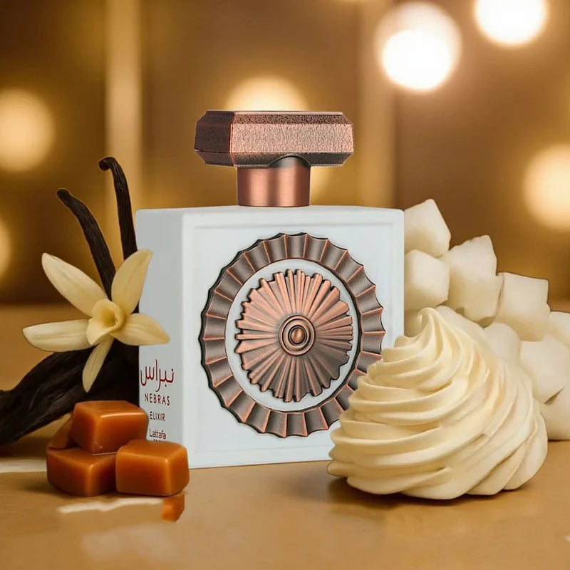 Nebras Elixir Lattafa Perfumes Eau de Parfum 100 ml – Perfume Unisex Dulce Avainillado y Cremoso
