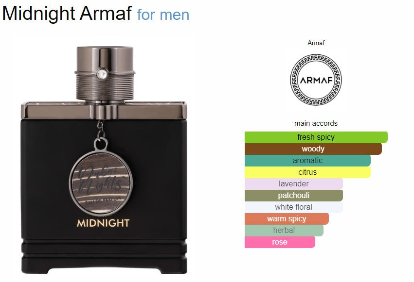 Dubai Nights Midnight Armaf Eau de Parfum – Perfume Masculino Aromático Amaderado