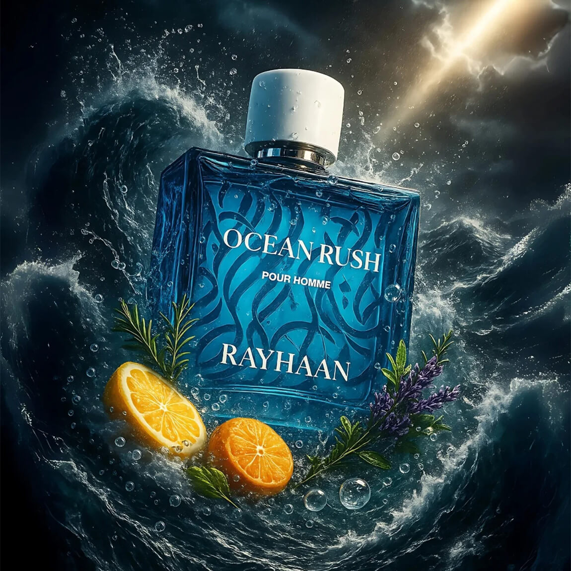 Rayhaan Ocean Rush Eau de Parfum 100 ml – Perfume Masculino Fresco Acuático Aromático
