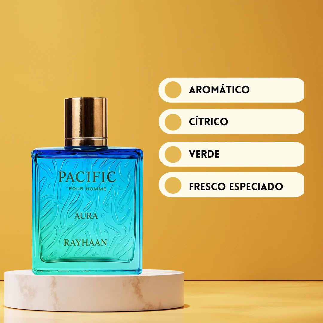 Rayhaan Pacific Aura Eau de Parfum Masculino 100ml |Perfume Fresco Cítrico Aromático