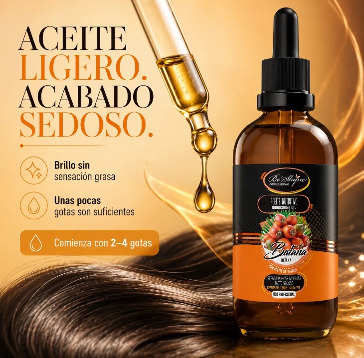 Be'Shyne – Aceite capilar nutritivo con batana para puntas secas 100 ml
