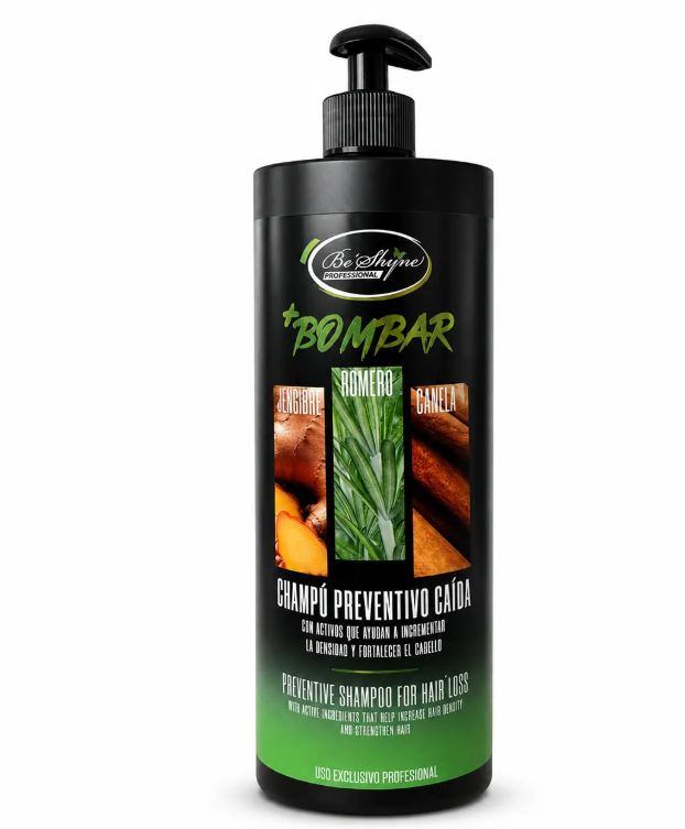 Be'Shyne – Champú Bombar Preventivo para la Caída con Romero, Jengibre y Canela 1000ml