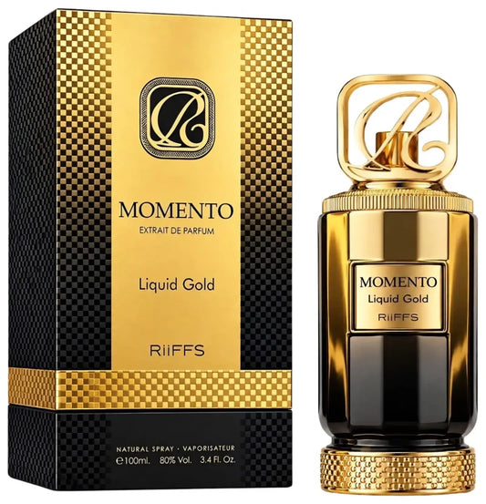 Riiffs Momento Liquid Gold Extrait de Parfum 100 ml | Perfume Unisex Dulce, Amaderado y Especiado