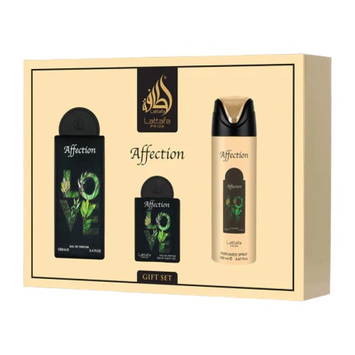 Gift set Lattafa Pride Affection EDP 100 ml + EDP 20 ml + Desodorante Spray 200 ml (unisex)