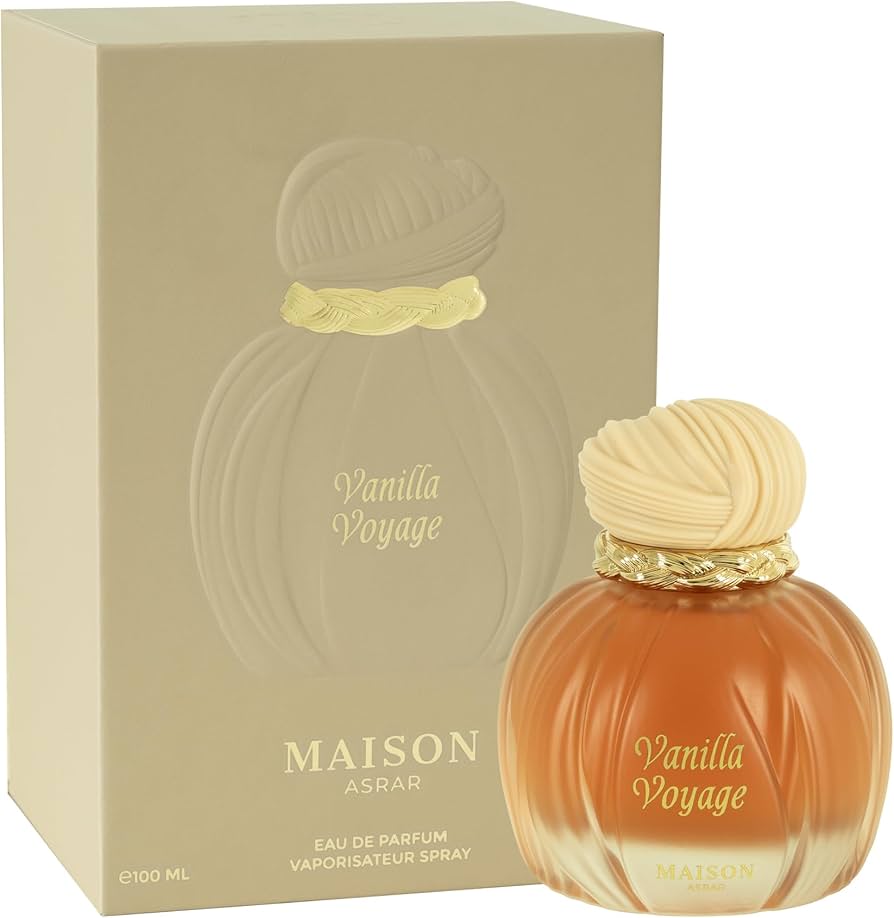 Maison Asrar Vanilla Voyage Eau de Parfum 100 ml – Perfume Dulce Gourmand con Vainilla Cremosa, Notas Dulces y Ámbar – Fragancia unisex