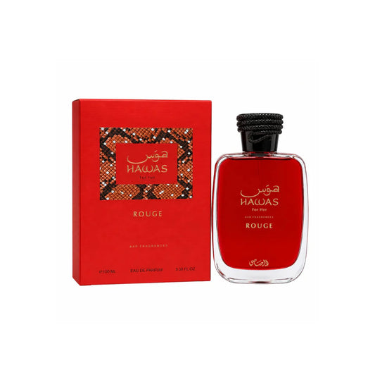 Hawas Rouge Rasasi Eau de Parfum 100 ml | Perfume para Mujer Floral, Ambarado y Avainillado
