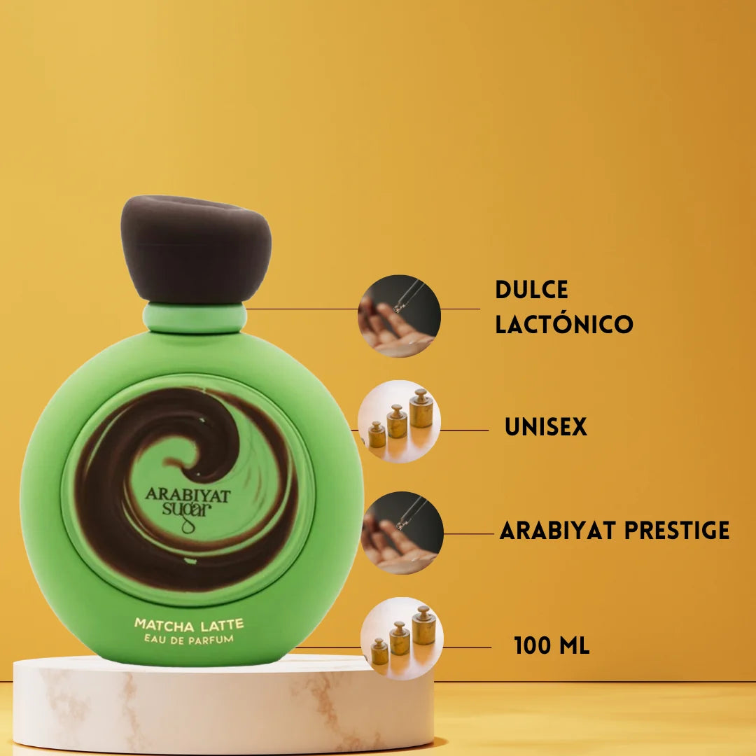 Arabiyat Sugar Matcha Latte Eau de Parfum 100 ml | Perfume Femenino Dulce, Cremoso y Afrutado