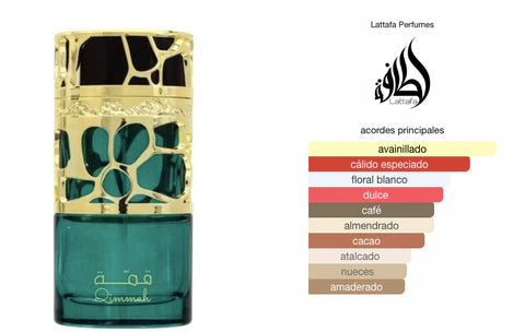 Lattafa Qimmah Eau de Parfum 100 ml Mujer – Perfume Dulce Avainillado con Café, Cacao y Notas Florales