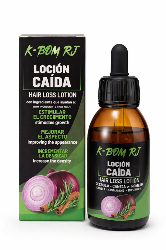 Loción Anticaída Cabello Hombre y Mujer  – k-bom - Tratamiento capilar para el Cabello con Romero, Canela y Cebolla