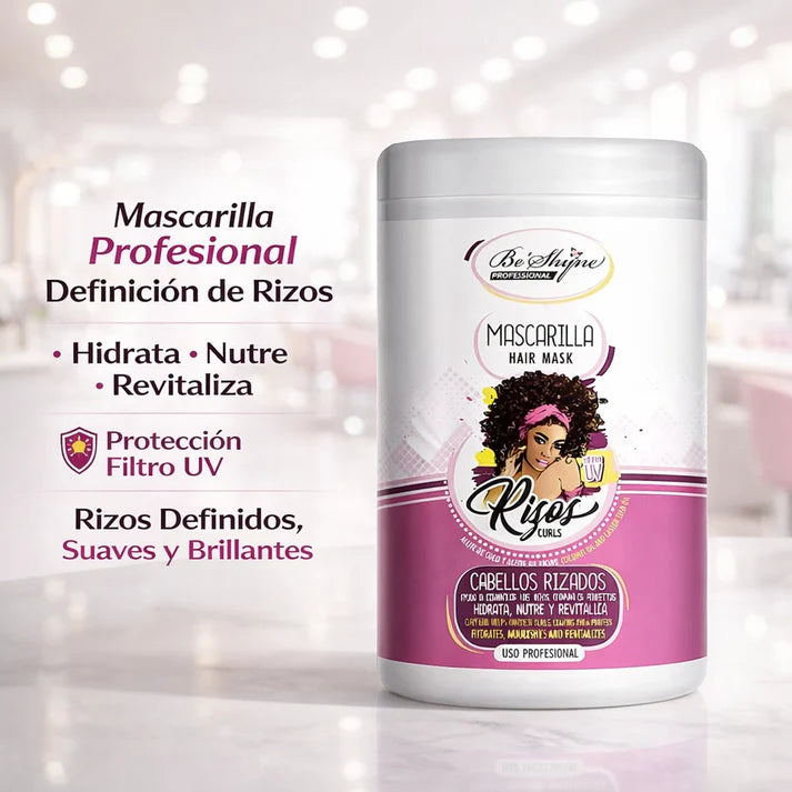 Be Shyne Professional Rizos Mascarilla Cabello Rizado – Hidratante y Nutritivo – Control del Rizo – Con Queratina, Pantenol y Aceite de Coco –
