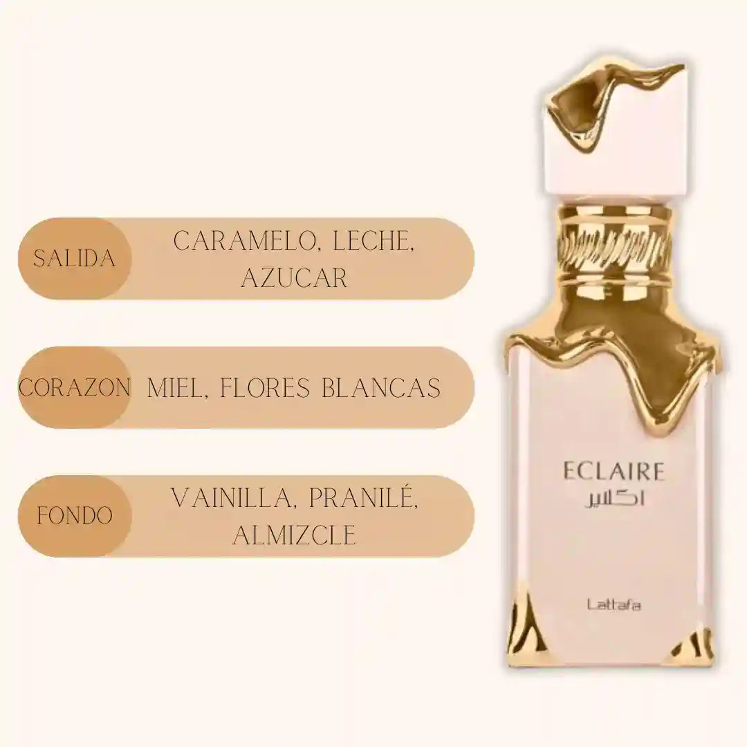 Lattafa Eclaire Eau de Parfum 100 ml – Perfume Dulce Avainillado Caramelo para Mujer