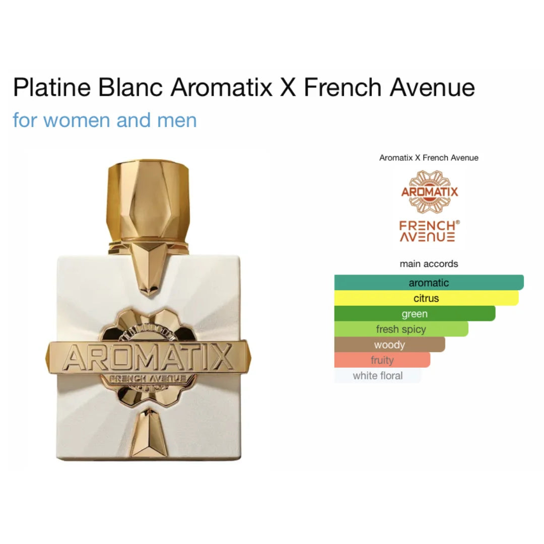 Platine Blanc Aromatix  French Avenue Eau de Parfum 100 ml Unisex – Perfume Aromático Cítrico con Menta, Limón y Notas Verdes – Fragancia Fresca