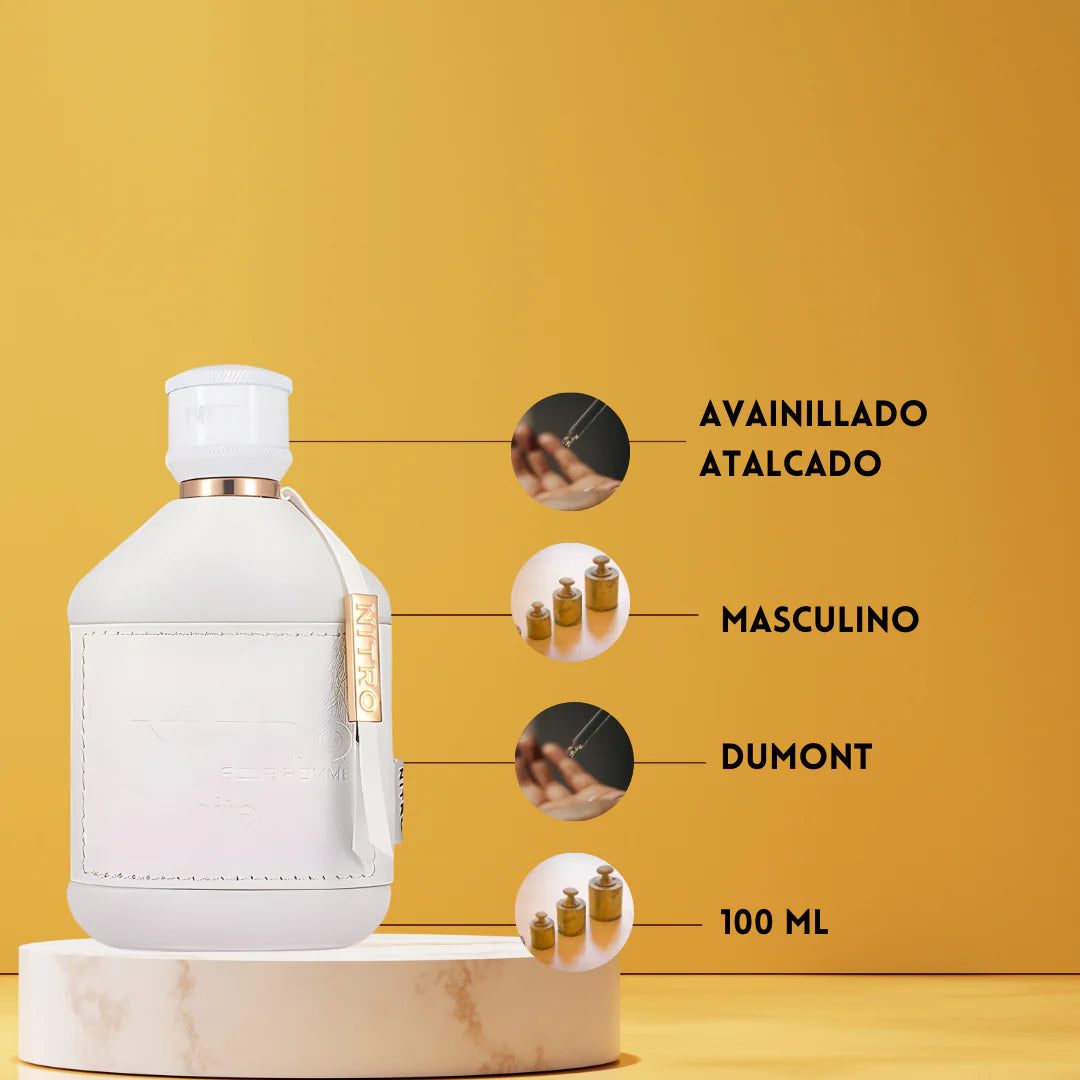 Dumont Nitro White Eau de Parfum 100 ml – Perfume masculino Ámbar Avainillado Elegante para Hombre