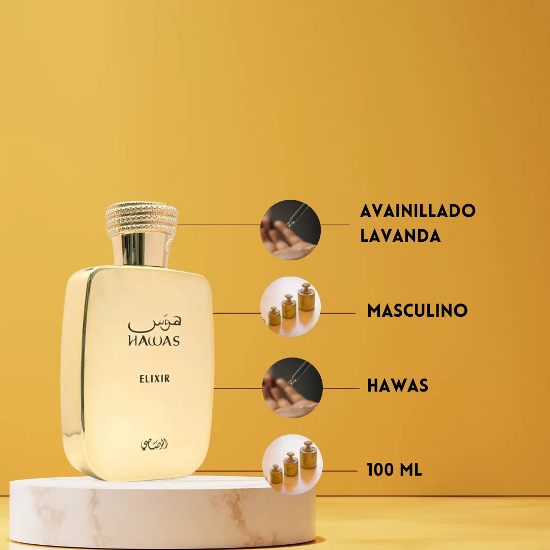Rasasi Hawas Elixir Eau de Parfum 100 ml | Perfume Dulce y Avainillado masculino