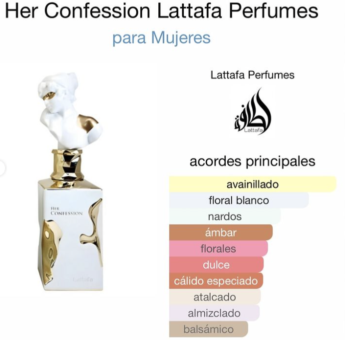 Lattafa Her Confession Eau de Parfum 100 ml – Perfume Floral Avainillado para Mujer