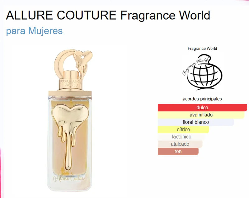 Fragrance World Allure Couture 100 ml – Eau de Parfum Gourmand para Mujer