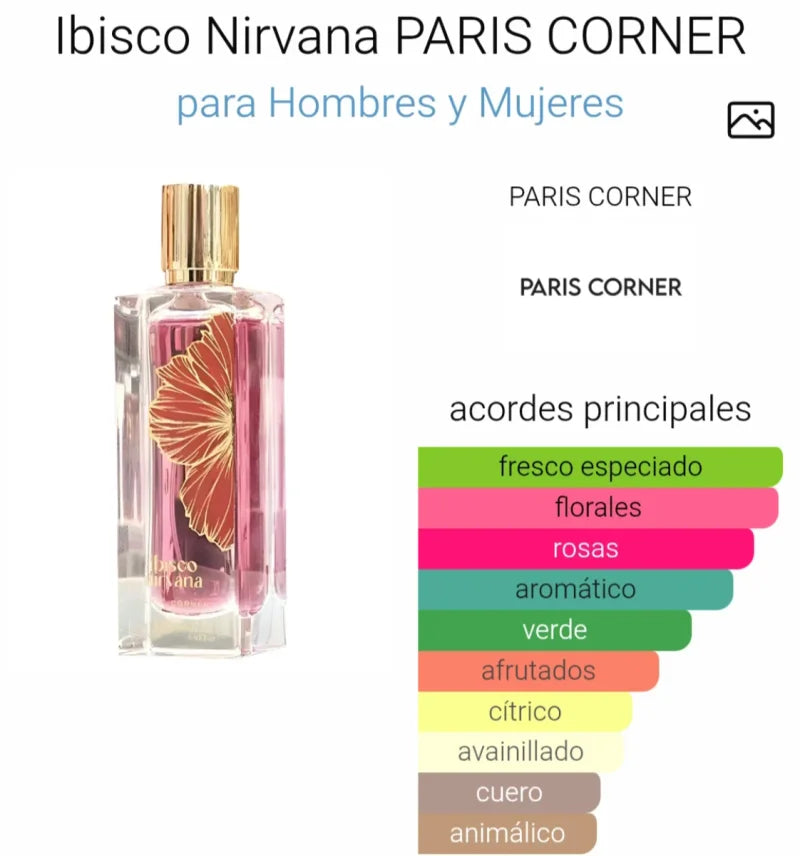 Ibisco Nirvana Paris Corner Eau de Parfum – Perfume Floral Fresco Unisex con Hibisco y Rosa