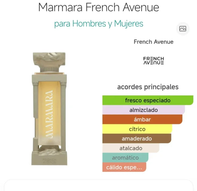 French Avenue Marmara Eau de Parfum 100 ml – Perfume Fresco Cítrico Aromático con Notas Marinas y Ámbar – Fragancia unisex Elegante y de Larga Duración