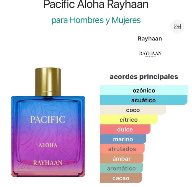 Rayhaan Pacific Aloha Eau de Parfum 100 ml | Perfume Unisex Acuático Tropical