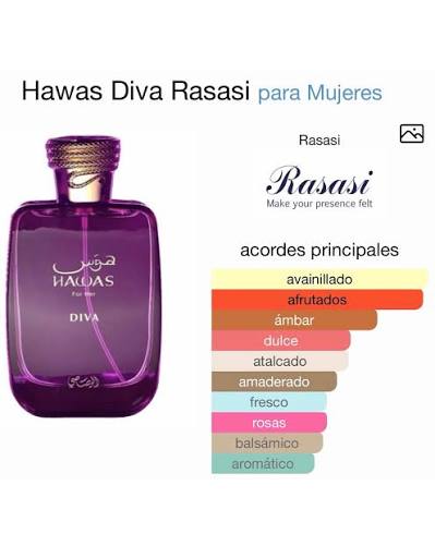 Rasasi Hawas Diva Eau de Parfum 100 ml | Perfume Afrutado y Avainillado para Mujer