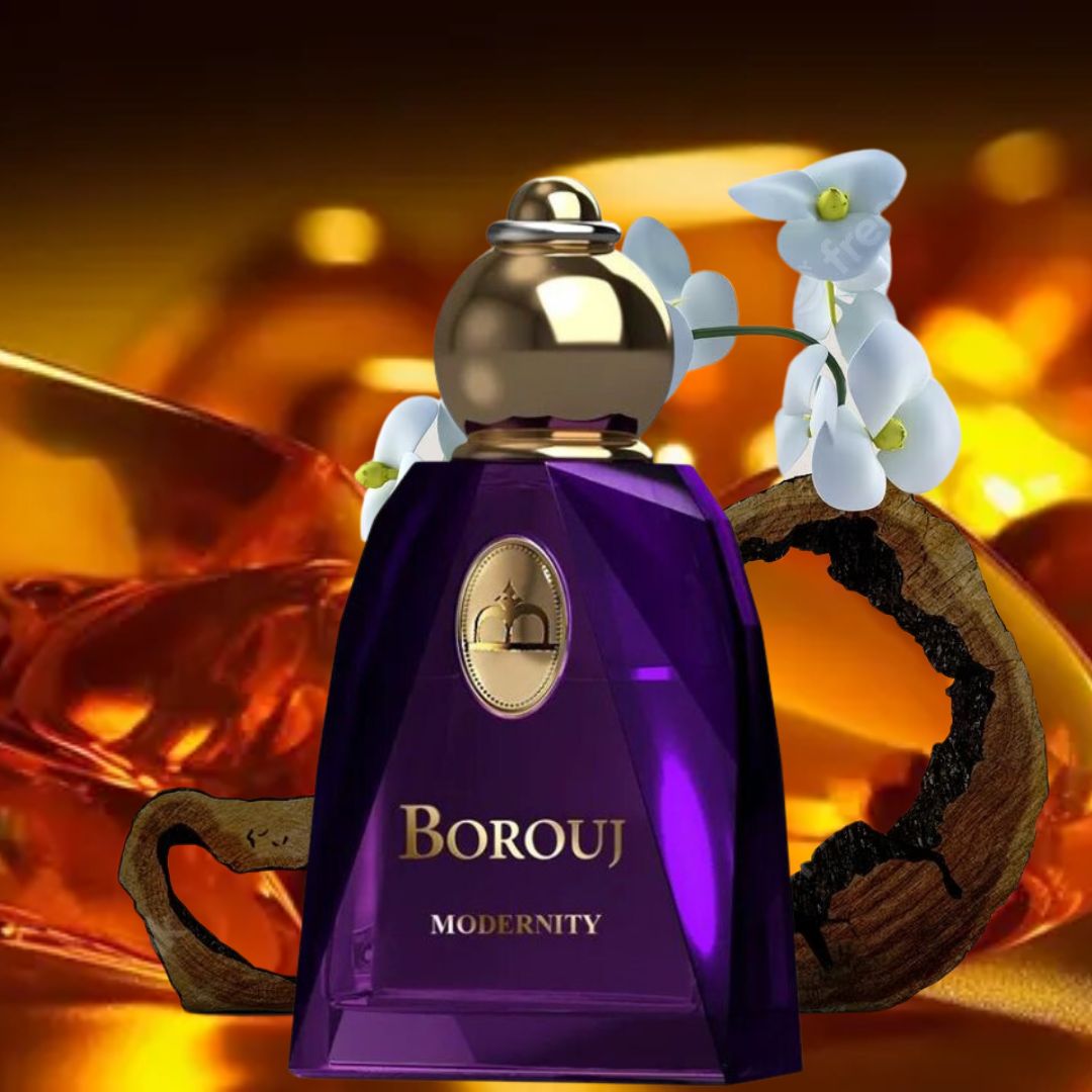 Borouj Modernity Eau de Parfum 100 ml – Perfume Amaderado Ámbar Floral con Toque Especiado Unisex