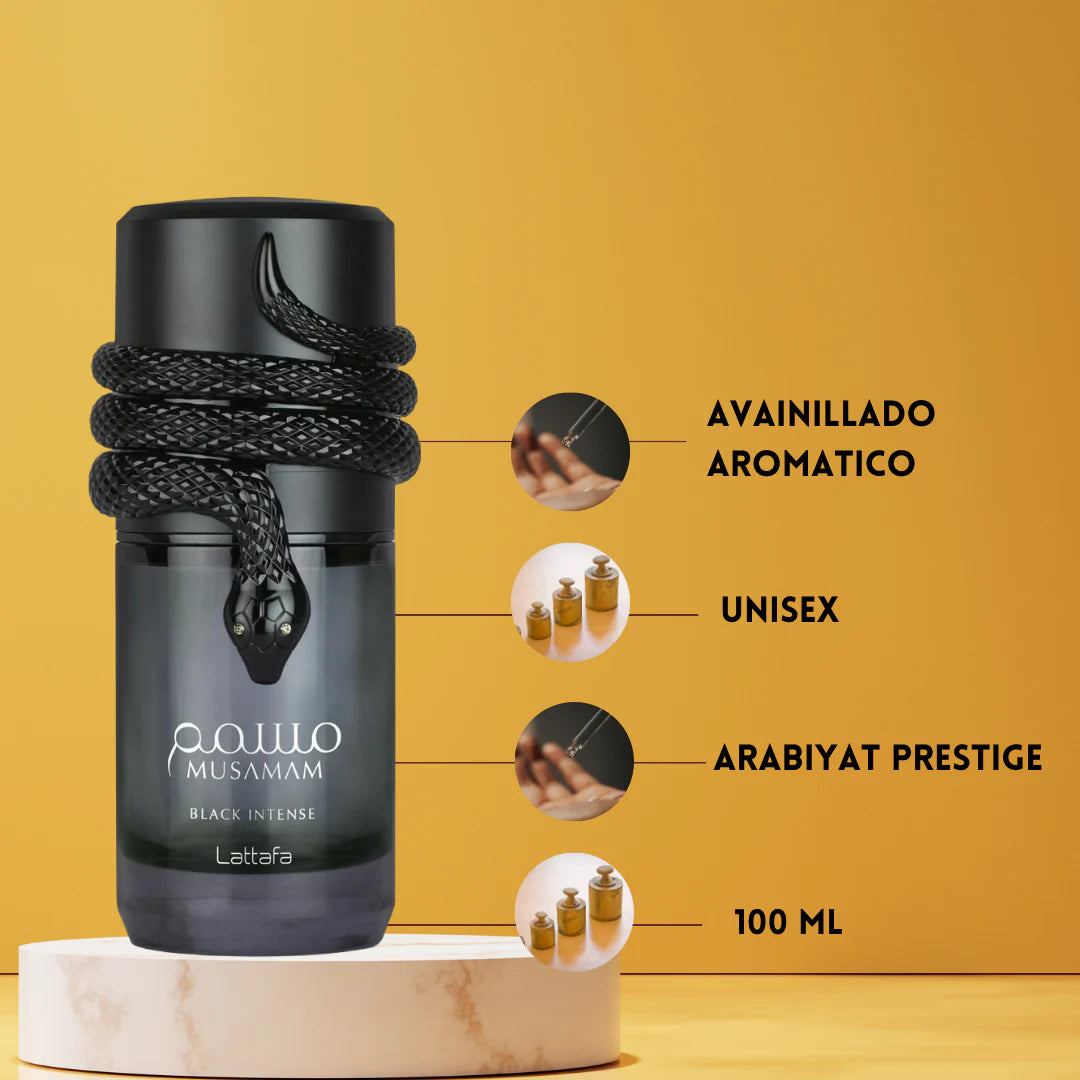 Lattafa Musamam Black Intense Eau de Parfum 100ml | Amaderado Especiado Intenso- Perfume Masculino