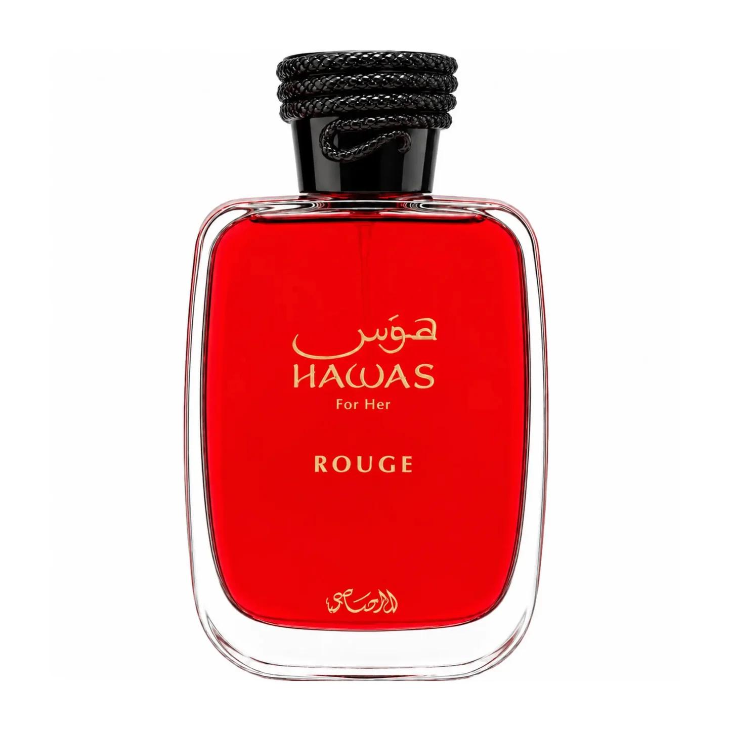 Hawas Rouge Rasasi Eau de Parfum 100 ml | Perfume para Mujer Floral, Ambarado y Avainillado