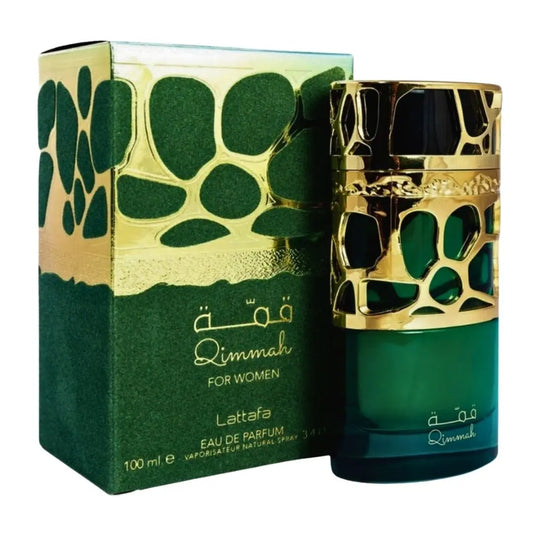 Lattafa Qimmah Eau de Parfum 100 ml Mujer – Perfume Dulce Avainillado con Café, Cacao y Notas Florales