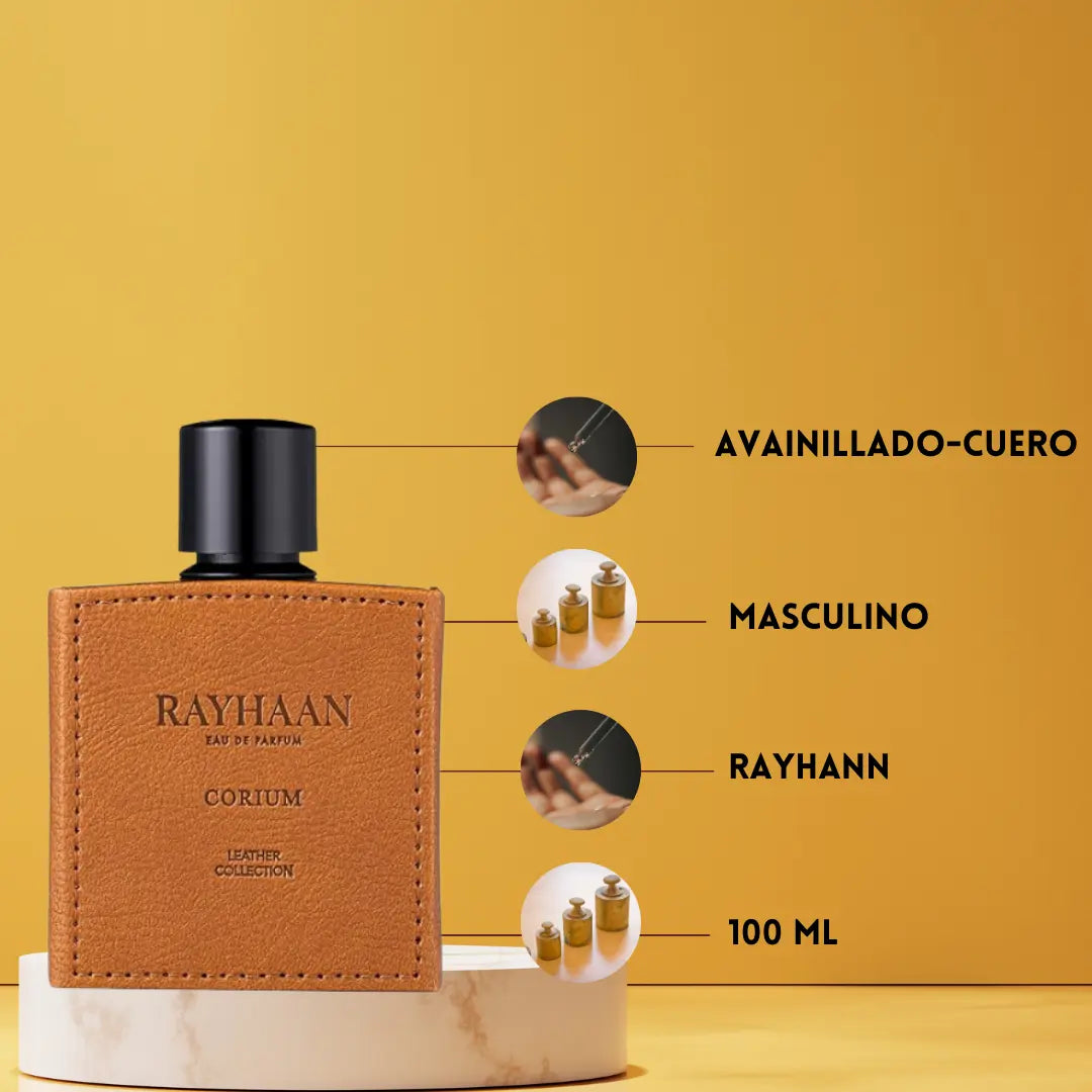 Rayhaan Corium Eau de Parfum 100 ml – Perfume masculino Cuero Avainillado Elegante para Hombre