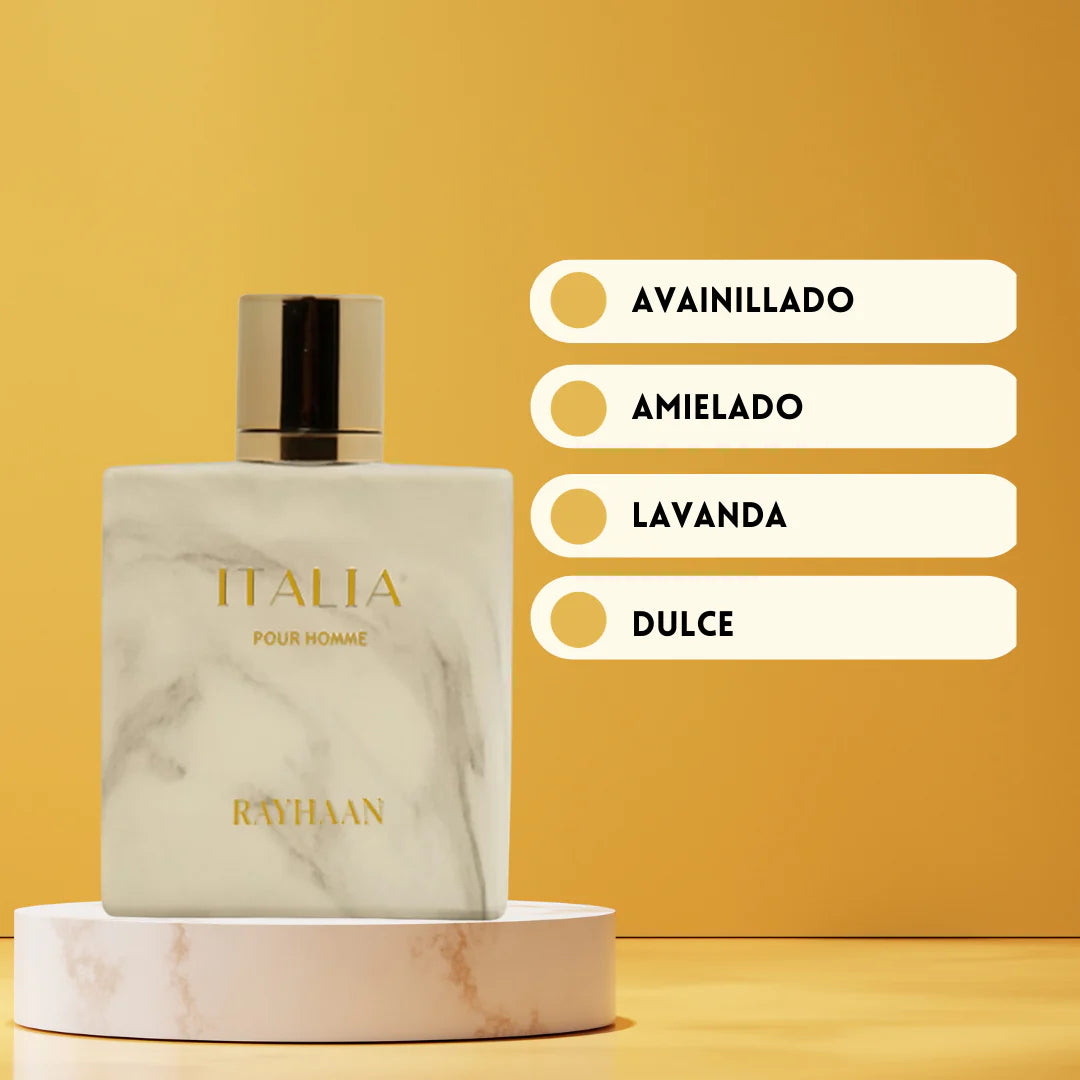 Rayhaan Italia Eau de Parfum 100 ml – Perfume Masculino Dulce Avainillado con Miel