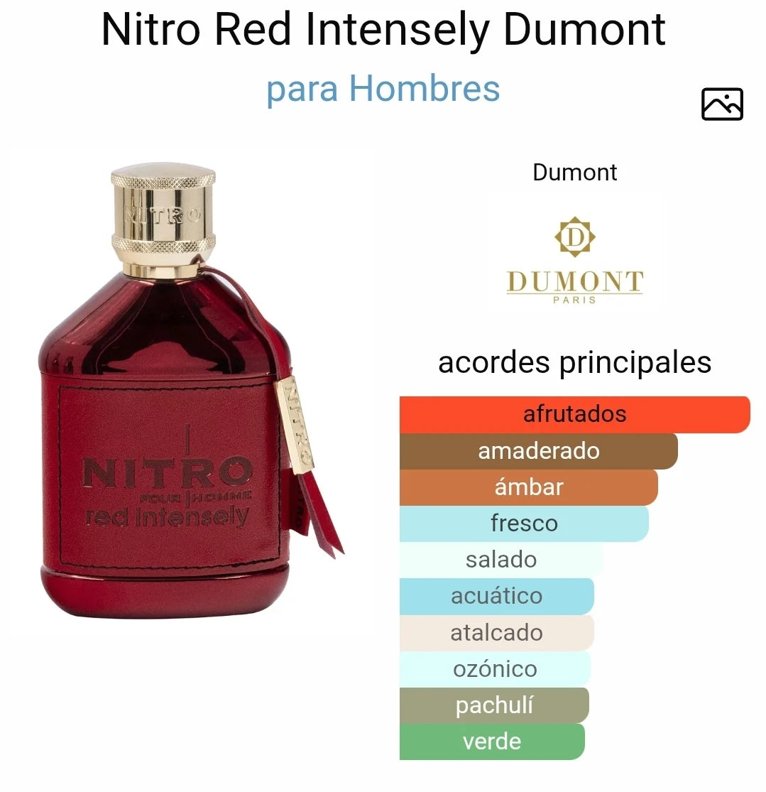 Dumont-Nitro Red Intensely Eau de Parfum 100 ml | Perfume Hombre Frutal y Amaderado