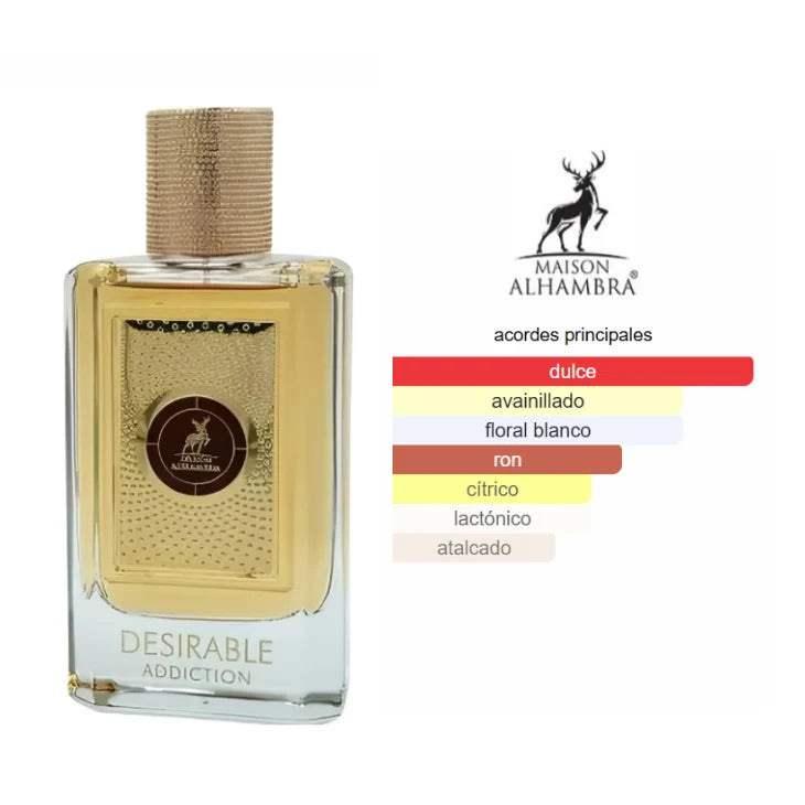 Maison Alhambra Desirable Addiction 100 ml | Eau de Parfum Gourmand de Limón y Vainilla para Mujer
