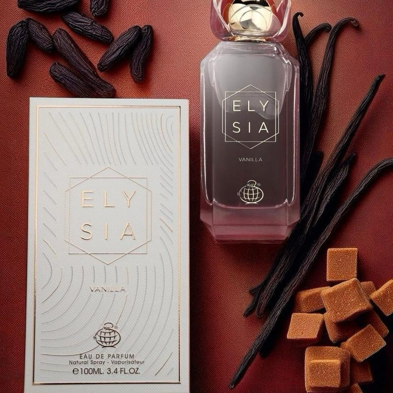 Fragrance World Elysia Vanilla Eau de Parfum 100 ml | Perfume Femenino Avainillado, Dulce y Ambarado