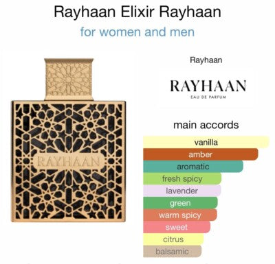 Rayhaan Elixir Eau de Parfum Unisex 100ml | Aromático Dulce con Vainilla y Tonka