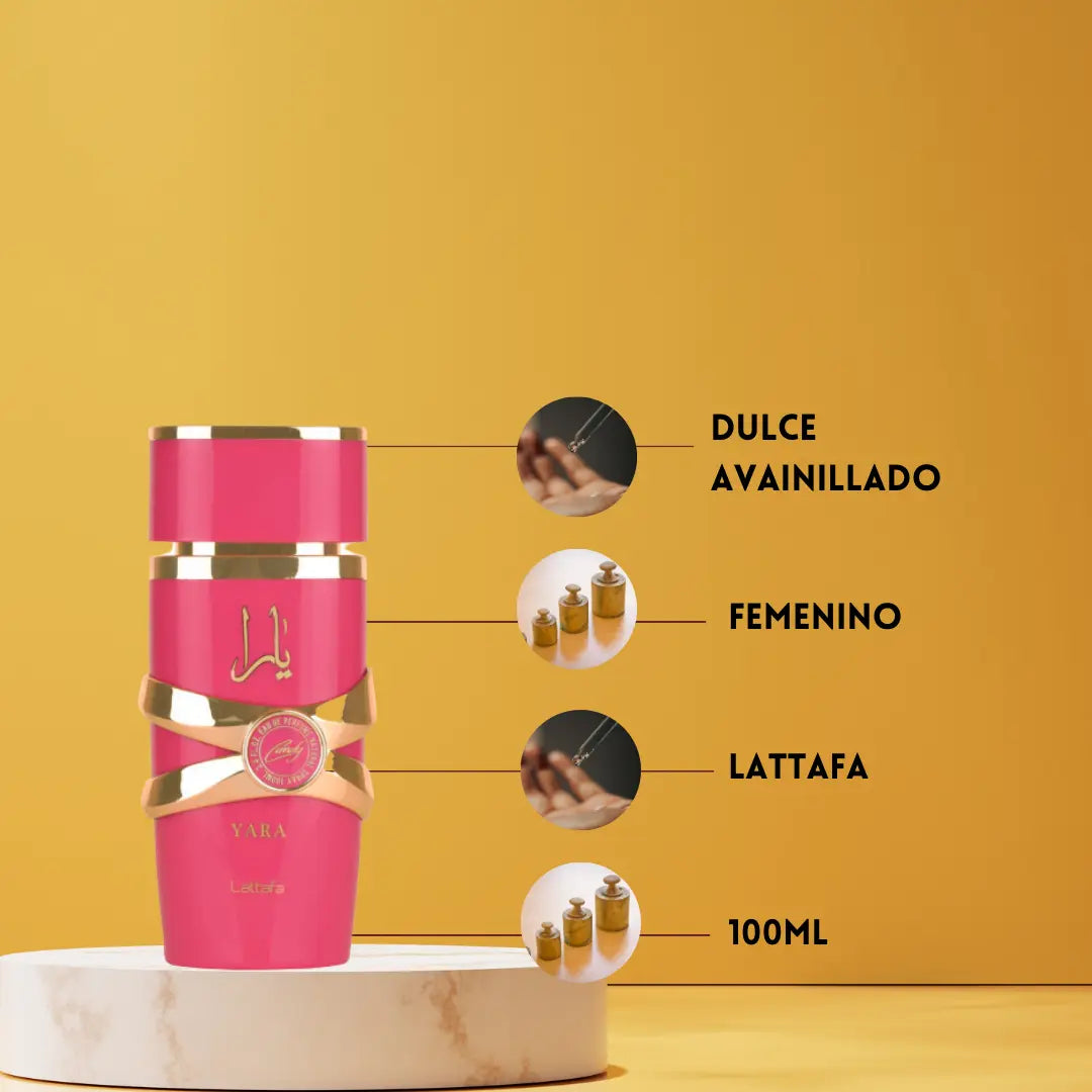 Yara Candy Lattafa Eau de Parfum 100ml – Perfume mujer Dulce Avainillado y Afrutado